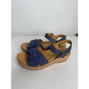 KorkEase Women’s Platform Myrna Wedge Sandal Blue Cork Casual size 9